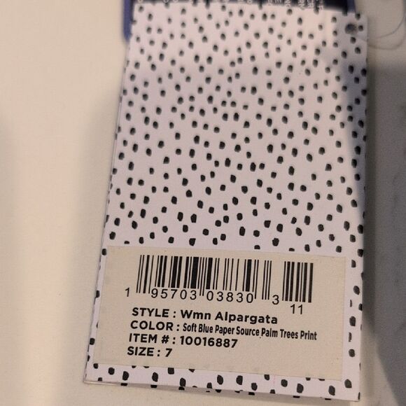 Toms x Paper Source Soft Blue Palm Trees Alpargata Slip-Ons Flat Shoes Size 7 - Picture 10 of 13